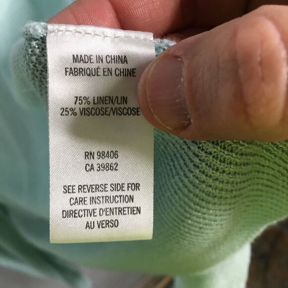 Theory Sweater Womens Large Blue Cardigan Open Front Waterfall Linen Lagenlook - Picture 7 of 15